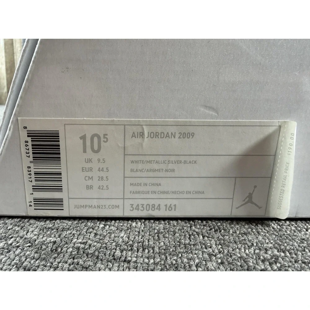 Jordan Air Jordan 2009 Shoes Mens 10.5 White Silver Black Sneakers 343084-161